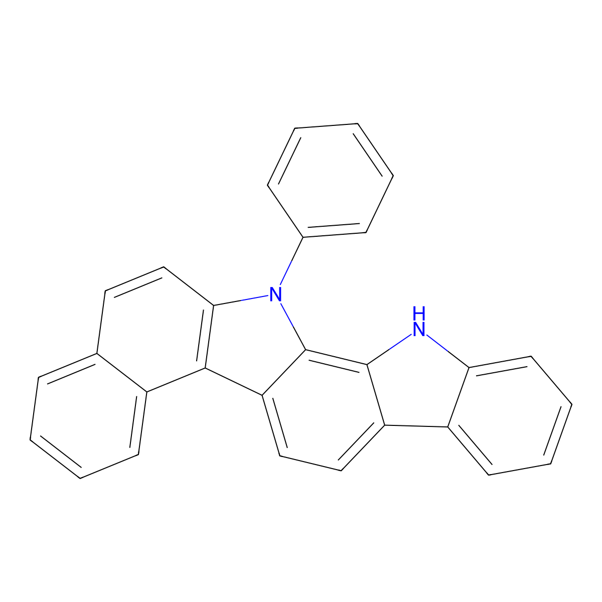 14-Phenyl-13,14-dihydrobenzo[g]indolo[2,3-a]carbazole molecular structure, CAS 1246308-78-0