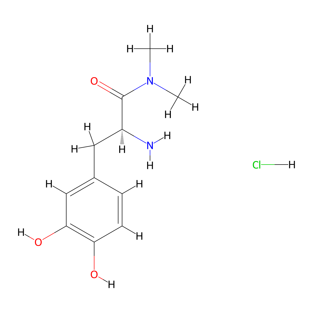 (S)-2-Amino-3-(3,4-dihydroxyphenyl)-N,N-dimethylpropanamide hydrochloride molecular structure, CAS 1246370-82-0