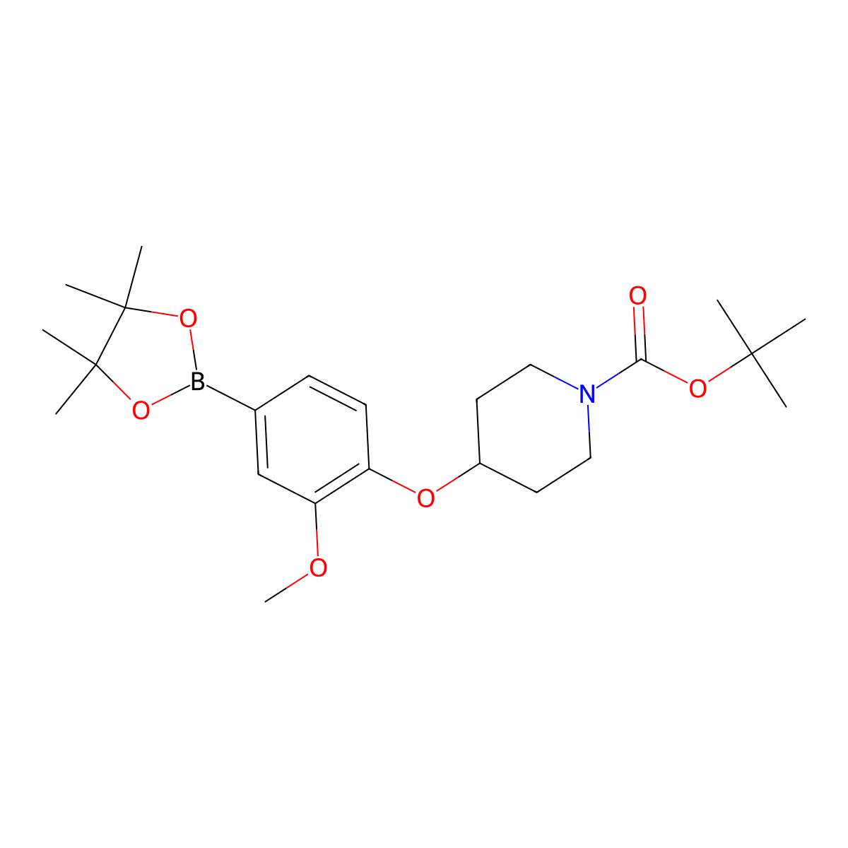 tert-Butyl 4-(2-methoxy-4-(4,4,5,5-tetramethyl-1,3,2-dioxaborolan-2-yl)phenoxy)piperidine-1-carboxylate molecular structure, CAS 1246372-53-1