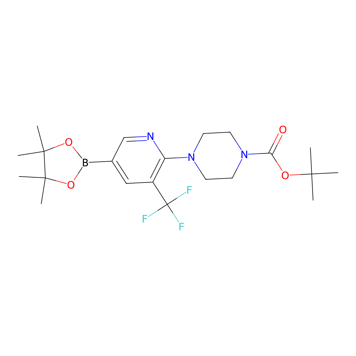 Tert-butyl 4-(5-(4,4,5,5-tetramethyl-1,3,2-dioxaborolan-2-yl)-3-(trifluoromethyl)pyridin-2-yl)piperazine-1-carboxylate molecular structure, CAS 1246372-73-5