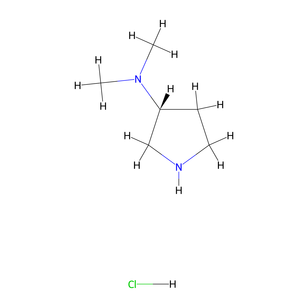 (R)-N,N-Dimethylpyrrolidin-3-amine hydrochloride molecular structure, CAS 1246383-56-1
