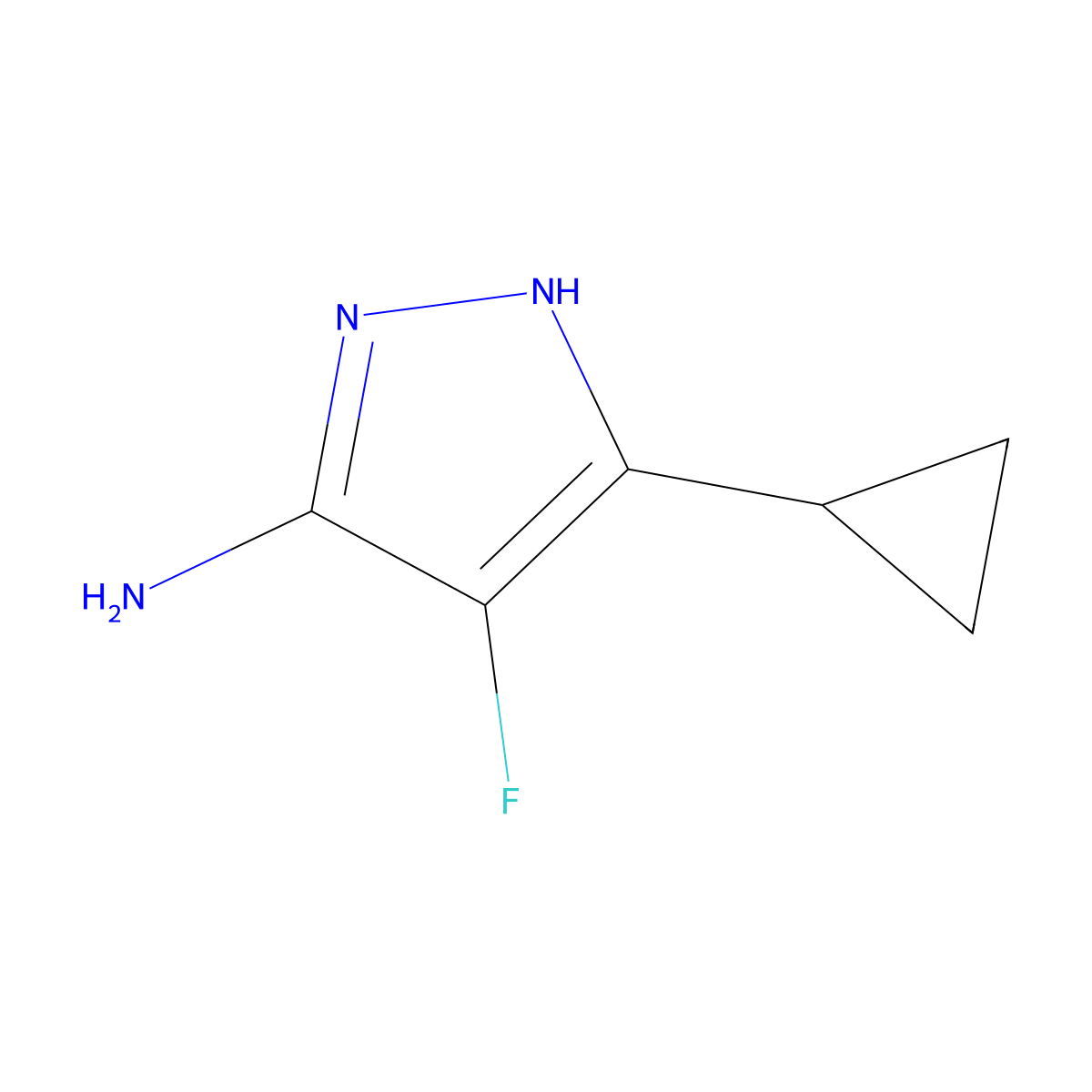 3-cyclopropyl-4-fluoro-1H-pyrazol-5-amine molecular structure, CAS 1246384-89-3