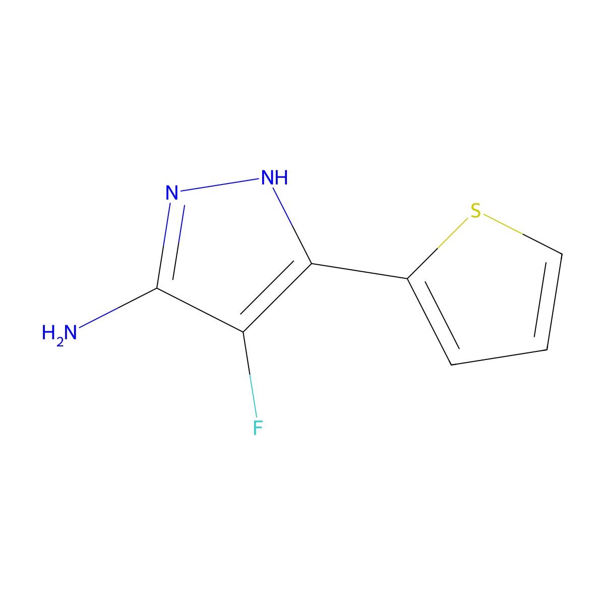 4-Fluoro-3-(thiophen-2-YL)-1H-pyrazol-5-amine molecular structure, CAS 1246384-96-2