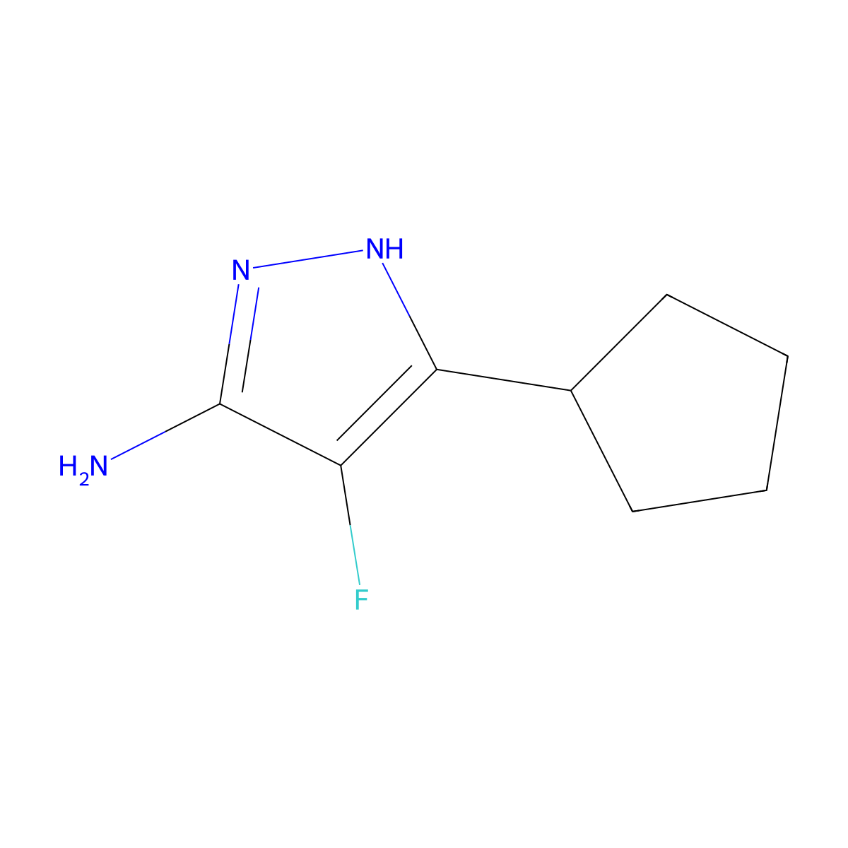 3-Cyclopentyl-4-fluoro-1H-pyrazol-5-amine molecular structure, CAS 1246384-97-3