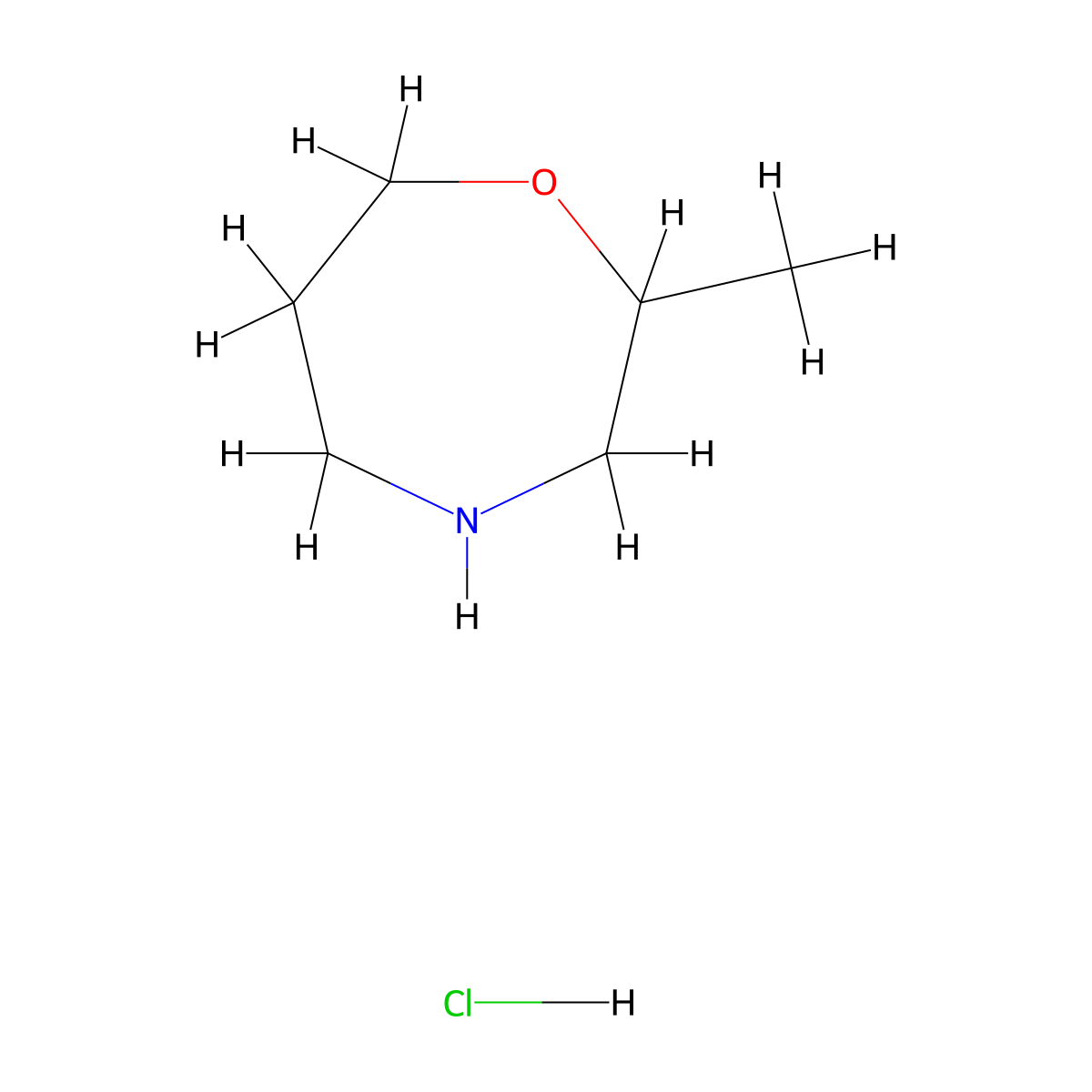 2-Methyl-1,4-oxazepane hydrochloride molecular structure, CAS 1246456-36-9