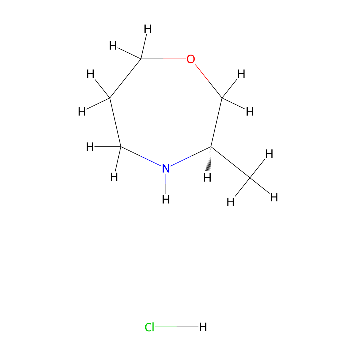 (3R)-3-methyl-1,4-oxazepane hydrochloride molecular structure, CAS 1246456-47-2