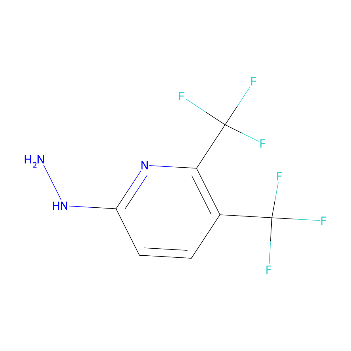 (5,6-Bis-trifluoromethyl-pyridin-2-yl)-hydrazine molecular structure, CAS 1246466-27-2