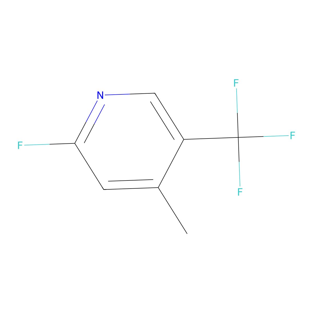 2-Fluoro-4-methyl-5-trifluoromethyl-pyridine molecular structure, CAS 1246466-55-6