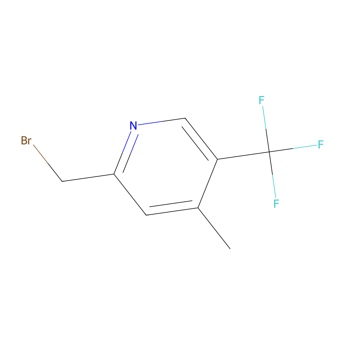 2-(Bromomethyl)-4-methyl-5-(trifluoromethyl)pyridine molecular structure, CAS 1246466-71-6