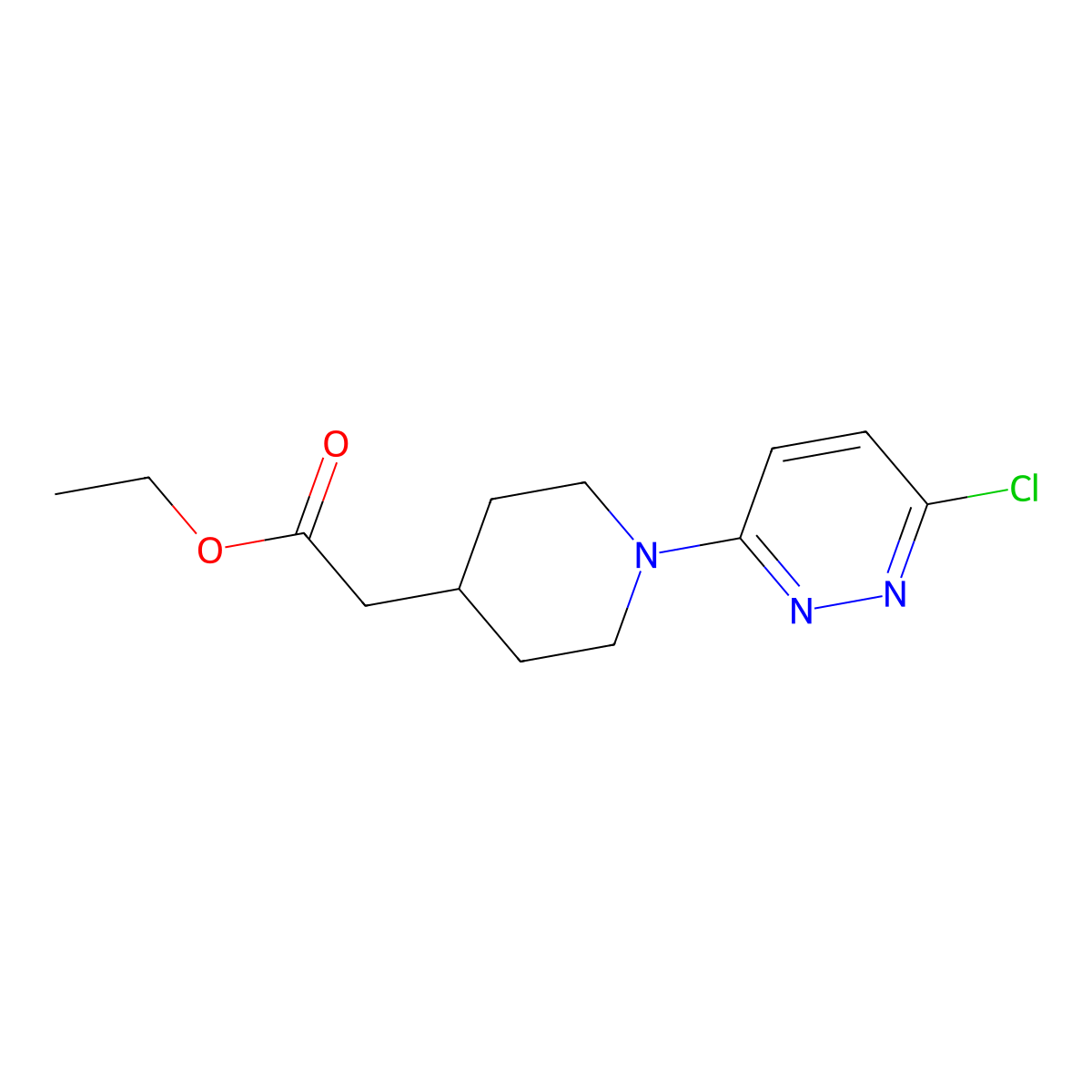 Ethyl 2-[1-(6-Chloro-3-pyridazinyl)-4-piperidyl]acetate molecular structure, CAS 1246471-48-6