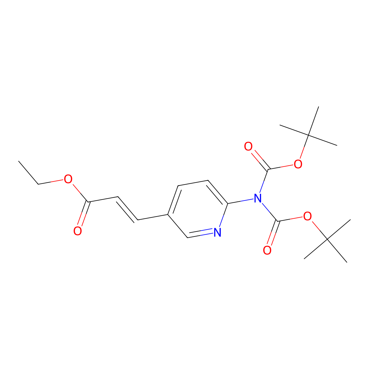 ethyl (2E)-3-{6-[bis(tert-butoxycarbonyl)amino]pyridin-3-yl}acrylate molecular structure, CAS 1246495-43-1