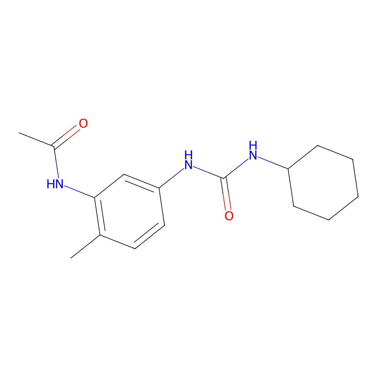 N-(5-{[(cyclohexylamino)carbonyl]amino}-2-methylphenyl)acetamide molecular structure, CAS 1246496-90-1