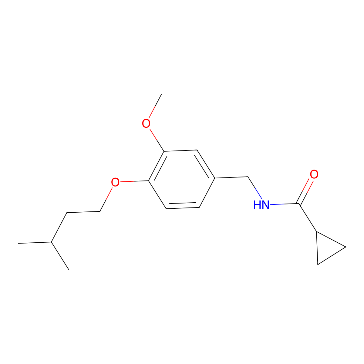 N-[3-methoxy-4-(3-methylbutoxy)benzyl]cyclopropanecarboxamide molecular structure, CAS 1246496-91-2
