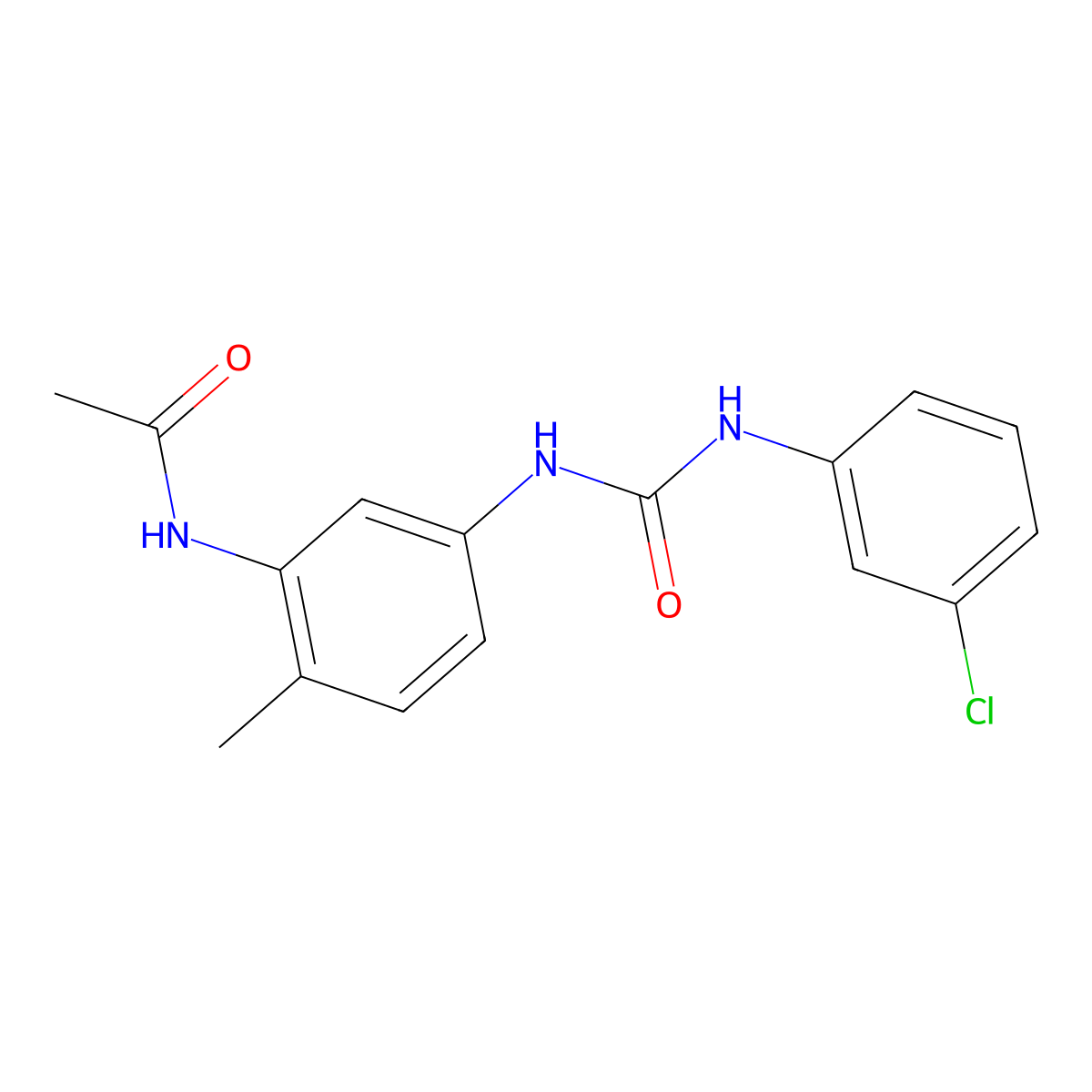 N-[5-({[(3-chlorophenyl)amino]carbonyl}amino)-2-methylphenyl]acetamide molecular structure, CAS 1246496-95-6