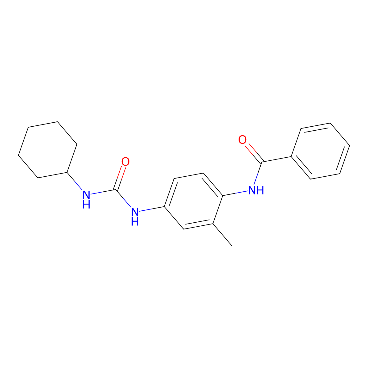 N-(4-{[(cyclohexylamino)carbonyl]amino}-2-methylphenyl)benzamide molecular structure, CAS 1246496-96-7