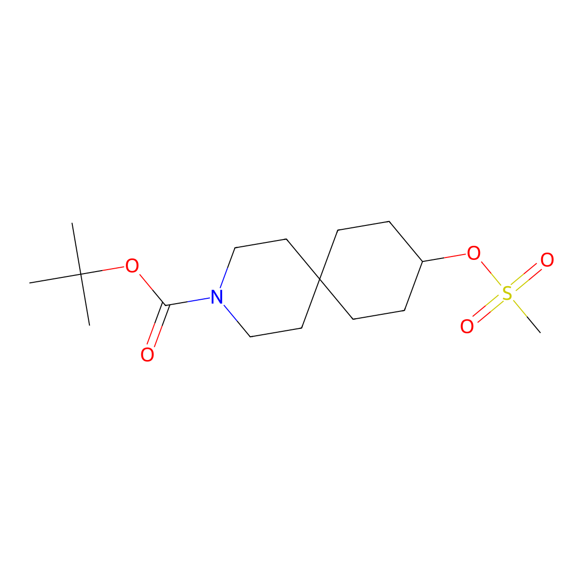 tert-Butyl 9-(methylsulfonyloxy)-3-azaspiro[5.5]undecane-3-carboxylate molecular structure, CAS 1246508-18-8