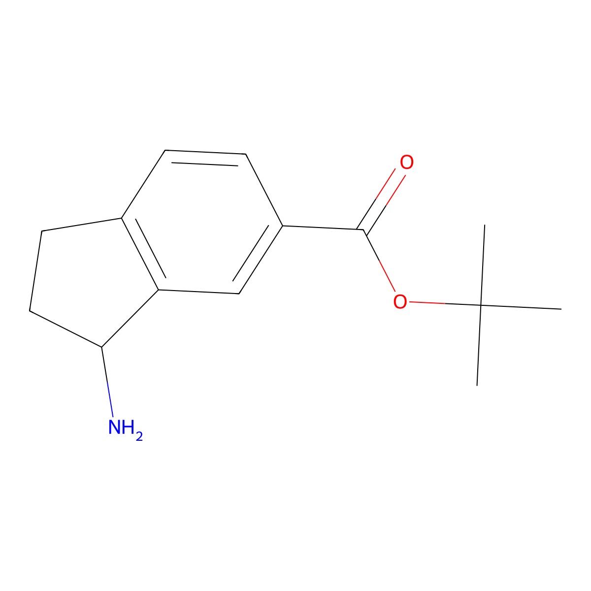 tert-butyl 3-amino-2,3-dihydro-1H-indene-5-carboxylate molecular structure, CAS 1246508-49-5