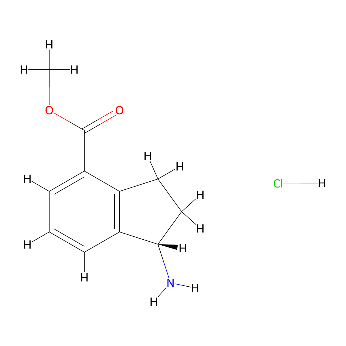 Methyl (1S)-1-amino-2,3-dihydro-1H-indene-4-carboxylate hydrochloride molecular structure, CAS 1246509-64-7