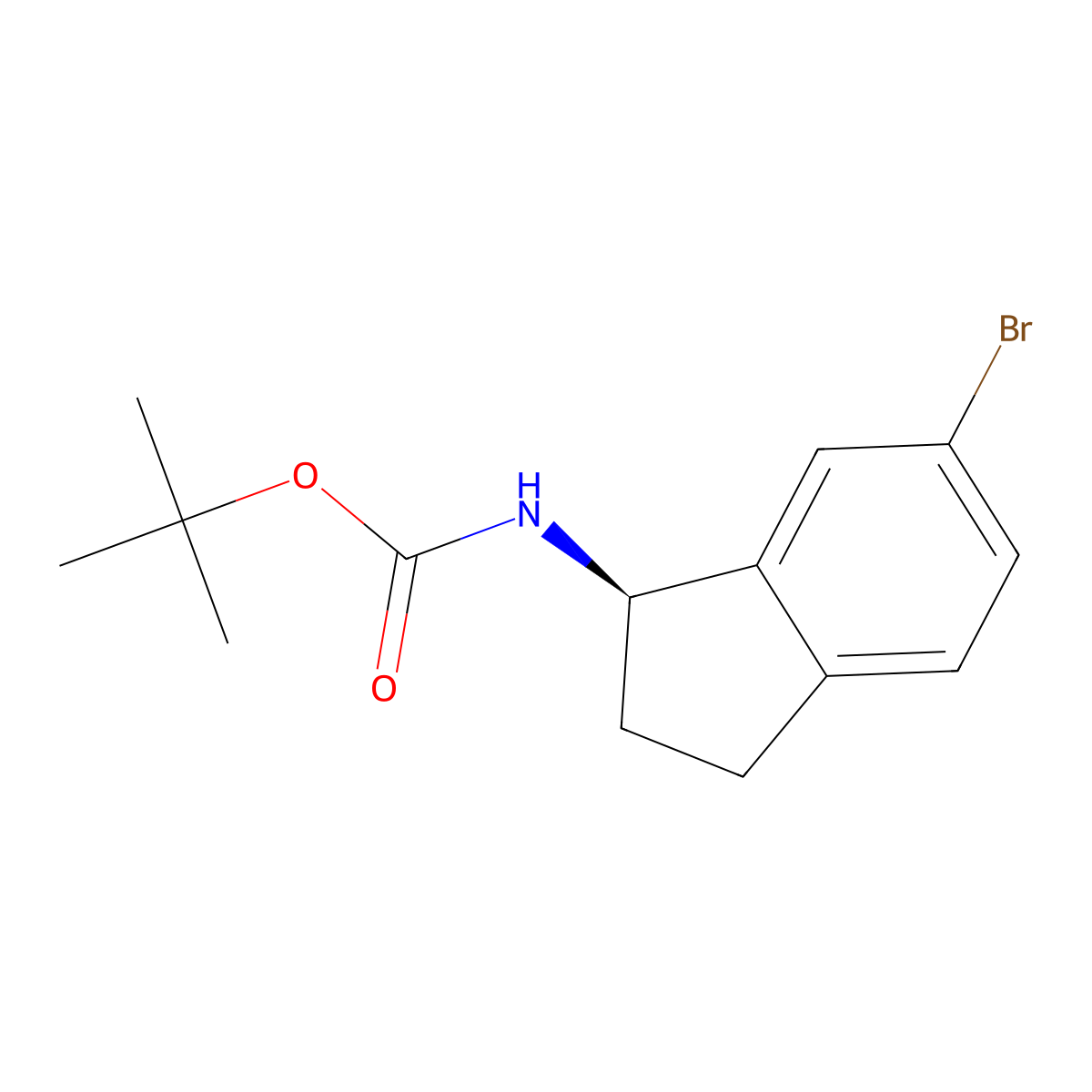 (R)-(6-Bromo-indan-1-yl)-carbamic acid tert-butyl ester molecular structure, CAS 1246509-78-3