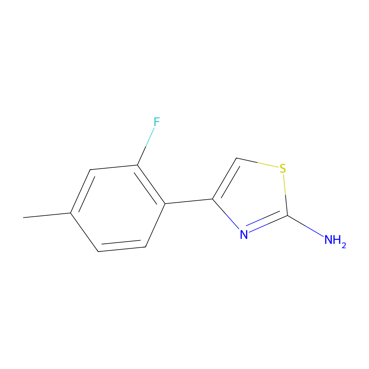 4-(2-Fluoro-4-methylphenyl)-1,3-thiazol-2-amine molecular structure, CAS 1246539-38-7