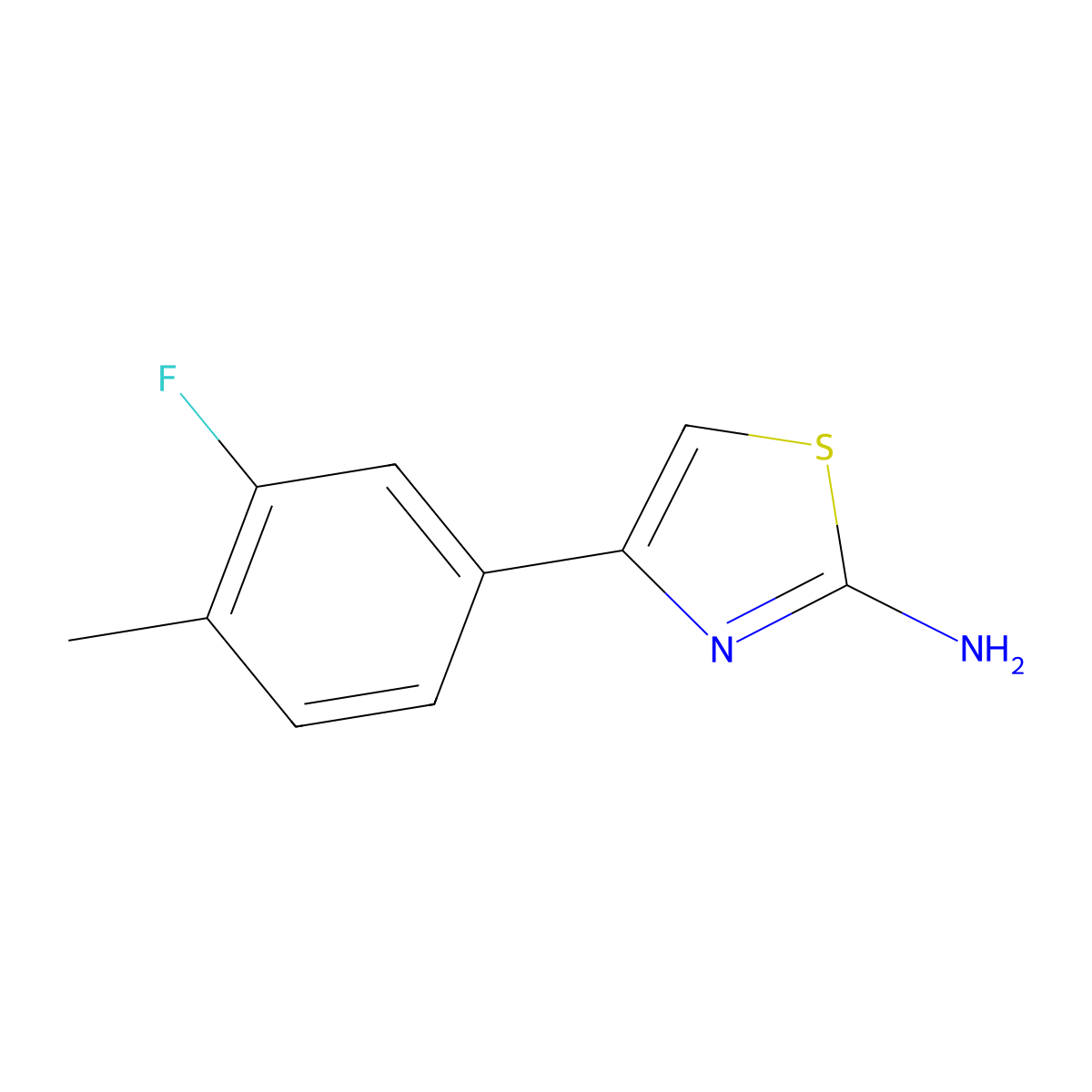 4-(3-Fluoro-4-methylphenyl)-1,3-thiazol-2-amine molecular structure, CAS 1246539-39-8