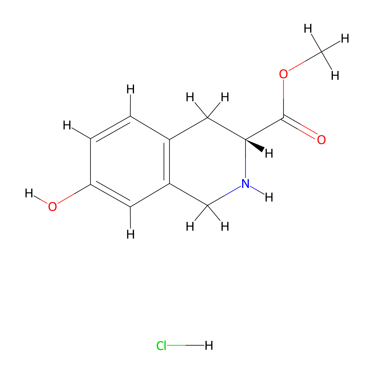 methyl (3R)-7-hydroxy-1,2,3,4-tetrahydroisoquinoline-3-carboxylate hydrochloride molecular structure, CAS 1246546-35-9