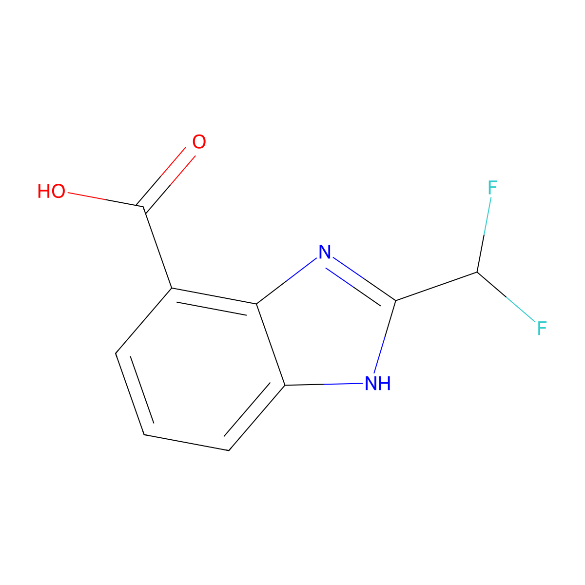 2-(difluoromethyl)-1H-1,3-benzodiazole-4-carboxylic acid molecular structure, CAS 1246548-14-0
