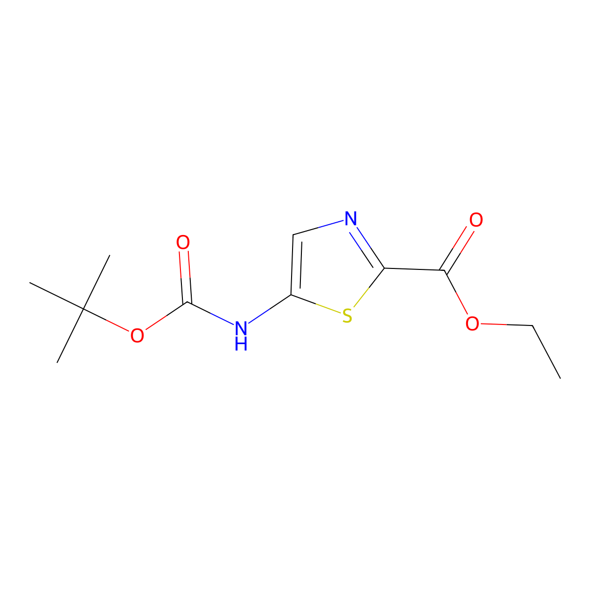 Ethyl 5-{[(tert-butoxy)carbonyl]amino}-1,3-thiazole-2-carboxylate molecular structure, CAS 1246549-82-5
