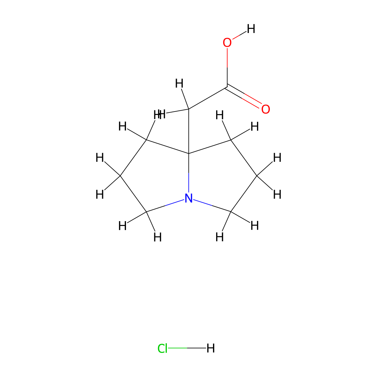 2-(hexahydro-1H-pyrrolizin-7a-yl)acetic acid hydrochloride molecular structure, CAS 124655-63-6