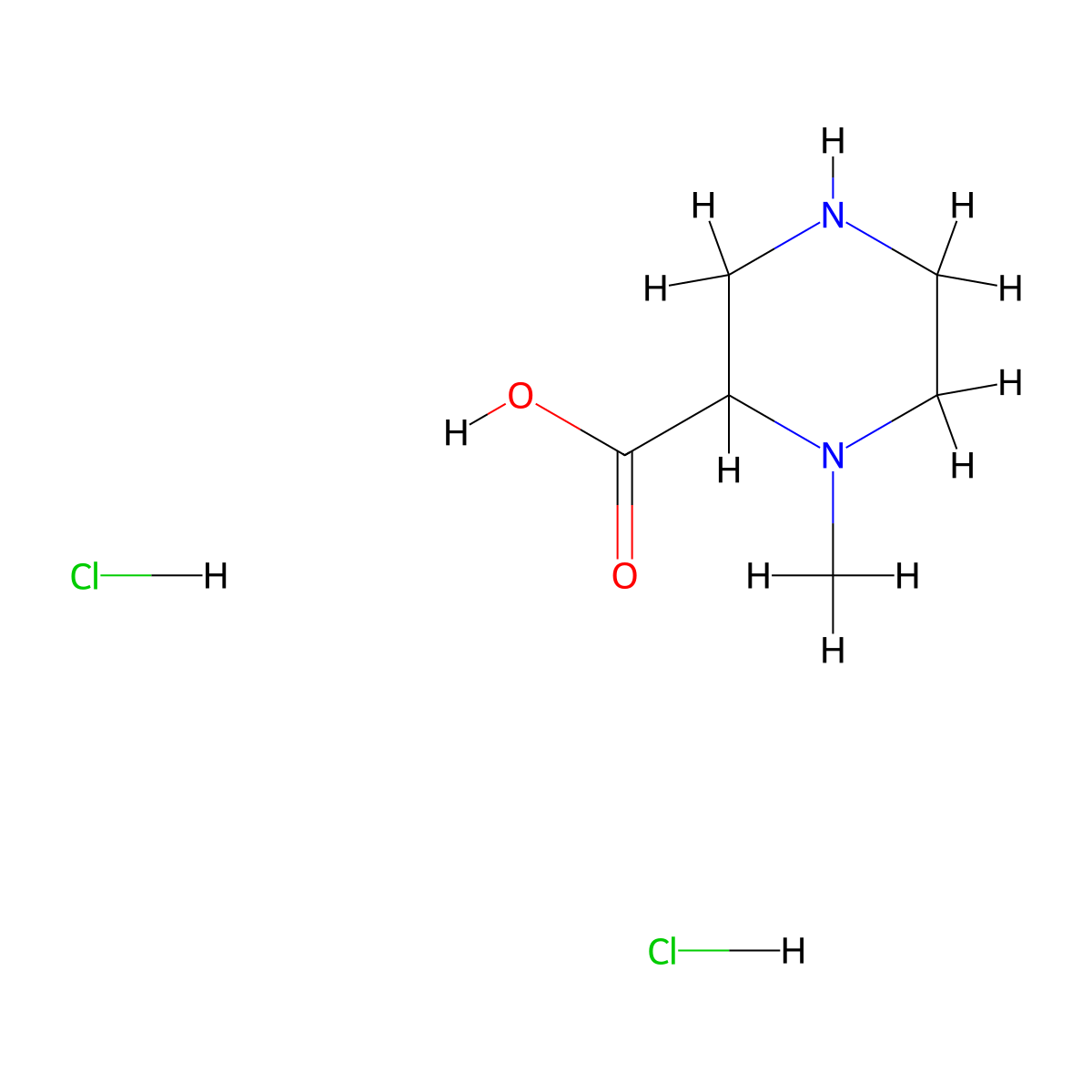 1-Methylpiperazine-2-carboxylic acid dihydrochloride molecular structure, CAS 1246550-14-0