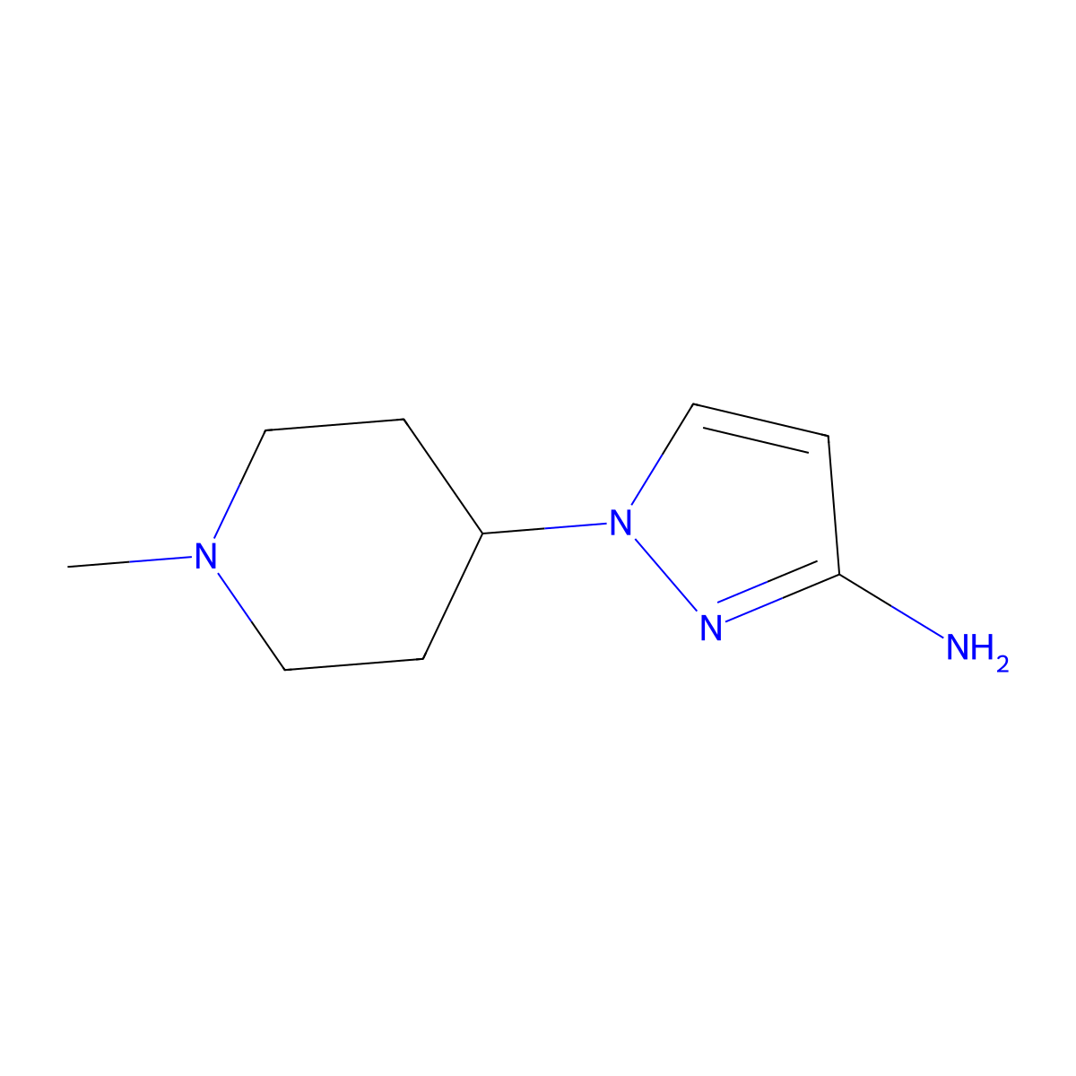 1-(1-Methyl-4-piperidinyl)-1H-pyrazol-3-amine molecular structure, CAS 1246550-66-2