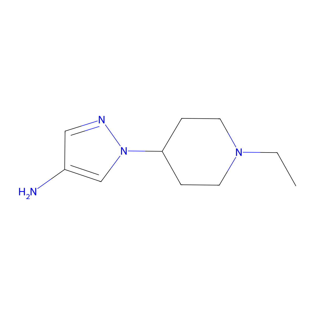1-(1-ethylpiperidin-4-yl)-1H-pyrazol-4-amine molecular structure, CAS 1246551-22-3