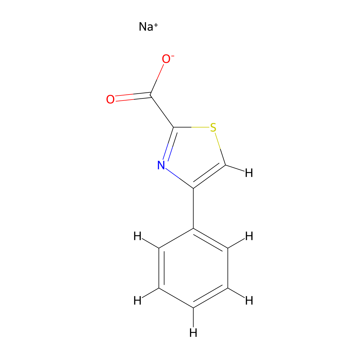 Sodium 4-phenyl-1,3-thiazole-2-carboxylate molecular structure, CAS 1246551-70-1