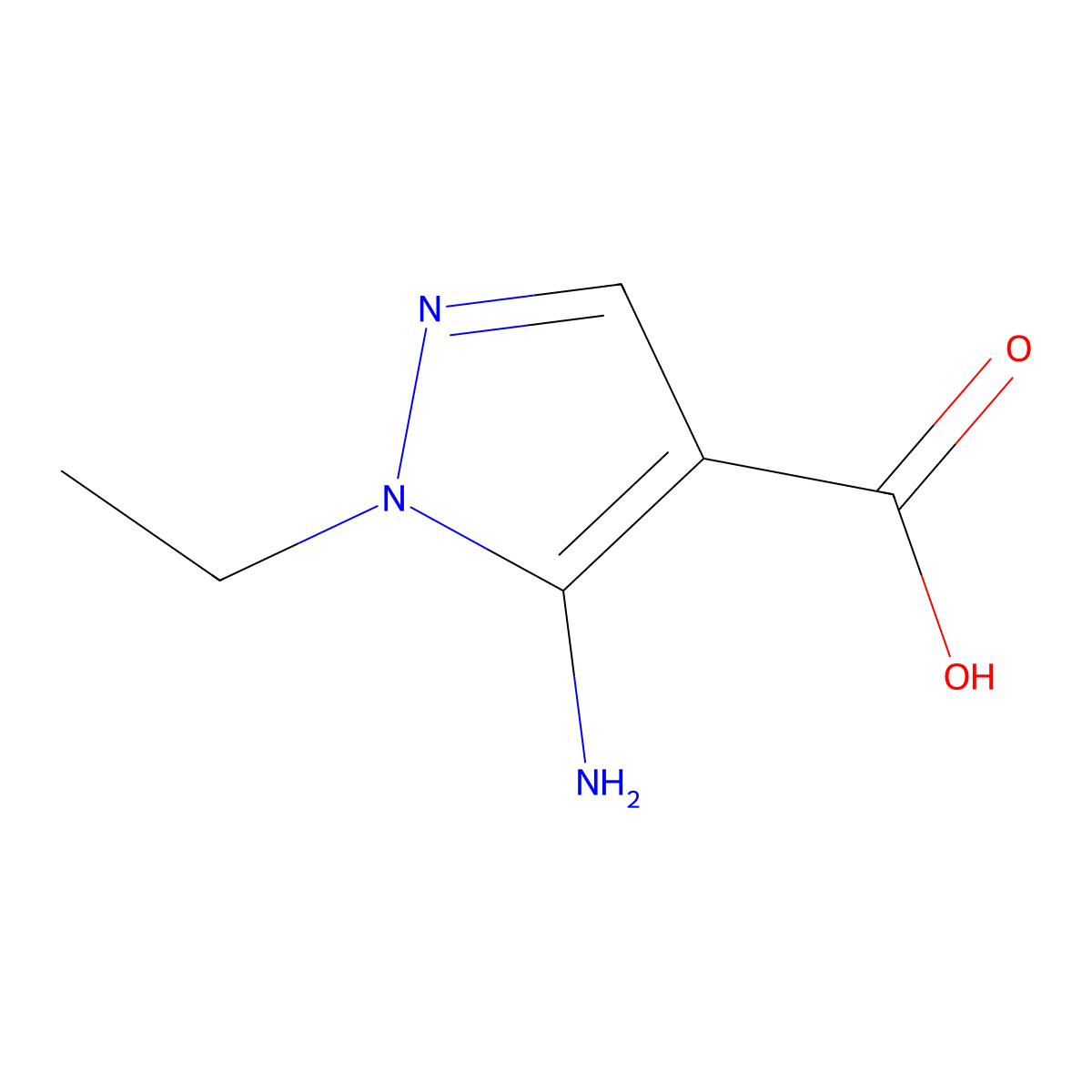 5-Amino-1-ethyl-1H-pyrazole-4-carboxylic acid molecular structure, CAS 1246552-38-4