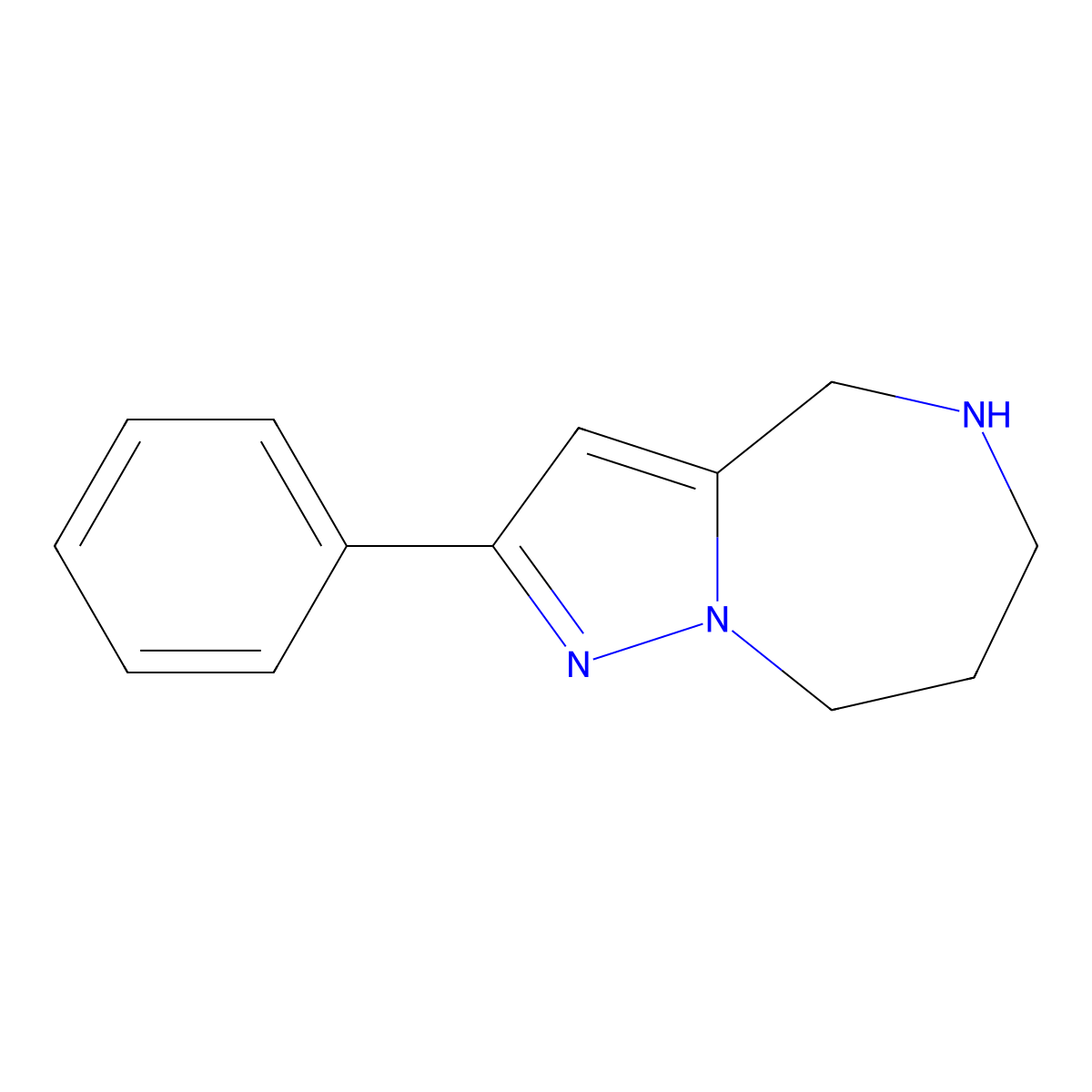 2-Phenyl-5,6,7,8-tetrahydro-4h-pyrazolo[1,5-a][1,4]diazepine molecular structure, CAS 1246553-10-5