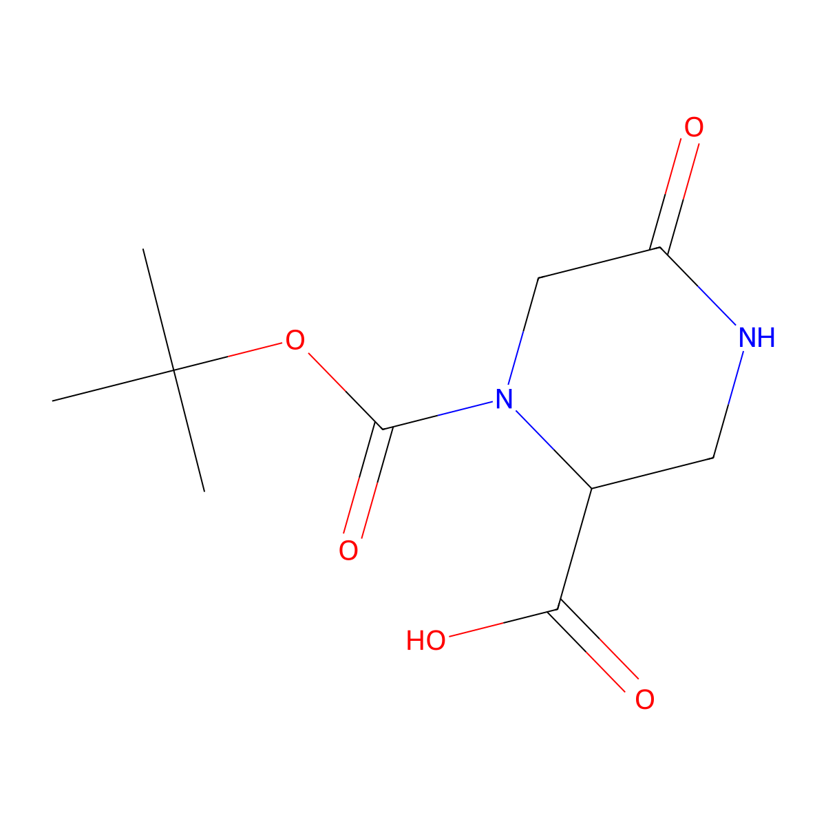1-((Tert-butoxy)carbonyl)-5-oxopiperazine-2-carboxylic acid molecular structure, CAS 1246553-28-5