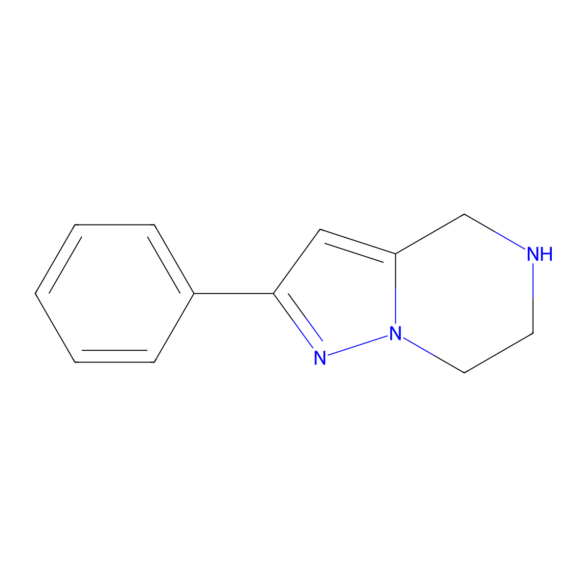 2-Phenyl-4,5,6,7-tetrahydropyrazolo[1,5-A]pyrazine molecular structure, CAS 1246553-54-7