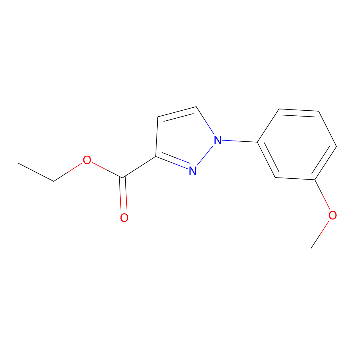 Ethyl 1-(3-methoxyphenyl)-1H-pyrazole-3-carboxylate molecular structure, CAS 1246553-92-3