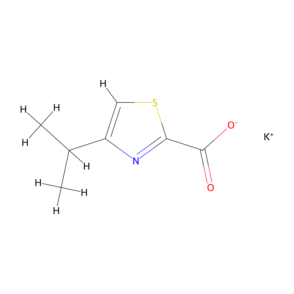 Potassium 4-isopropyl-1,3-thiazole-2-carboxylate molecular structure, CAS 1246556-07-9