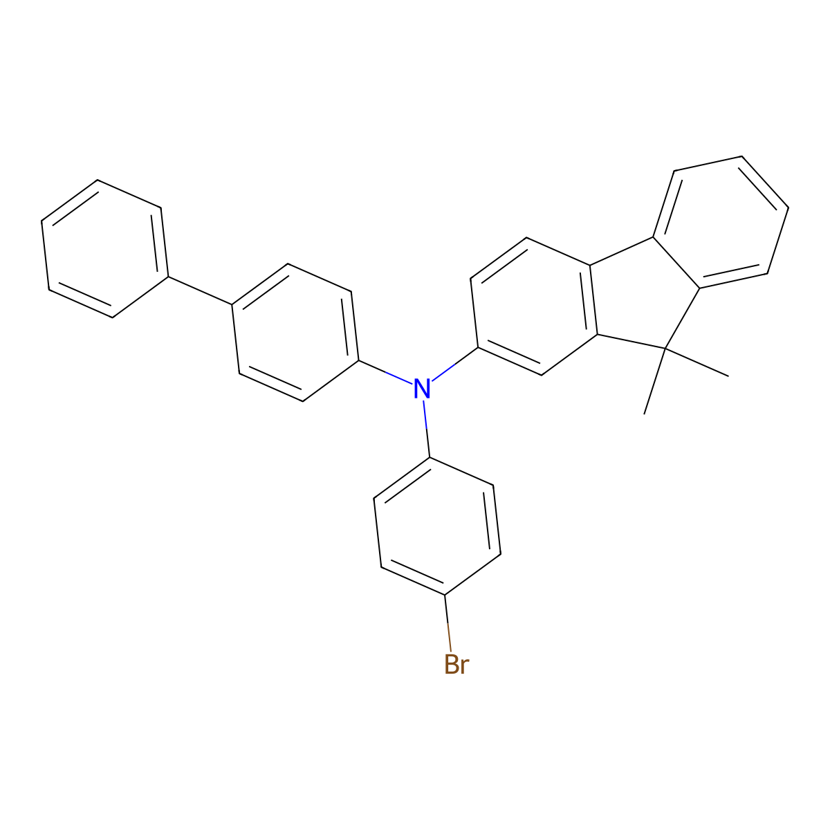 N-((1,1'-Biphenyl)-4-yl)-N-(4-bromophenyl)-9,9-dimethyl-9H-fluoren-2-amine molecular structure, CAS 1246562-40-2