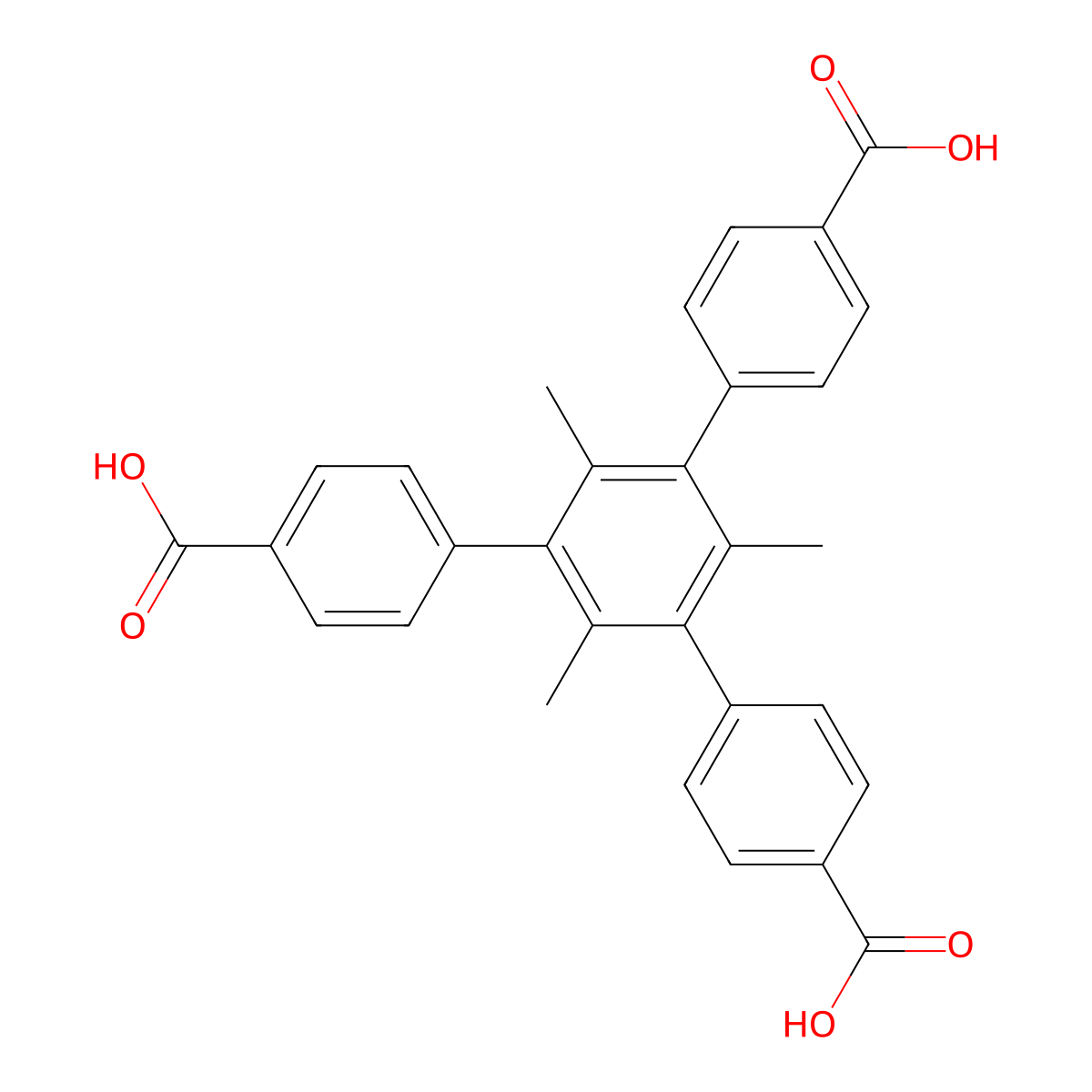 5'-(4-Carboxyphenyl)-2',4',6'-trimethyl-[1,1':3',1''-terphenyl]-4,4''-dicarboxylic acid molecular structure, CAS 1246562-60-6