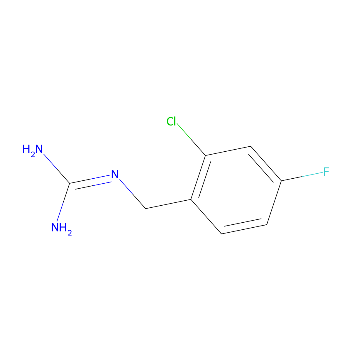 1-(2-Chloro-4-fluorobenzyl)guanidine molecular structure, CAS 1246608-84-3