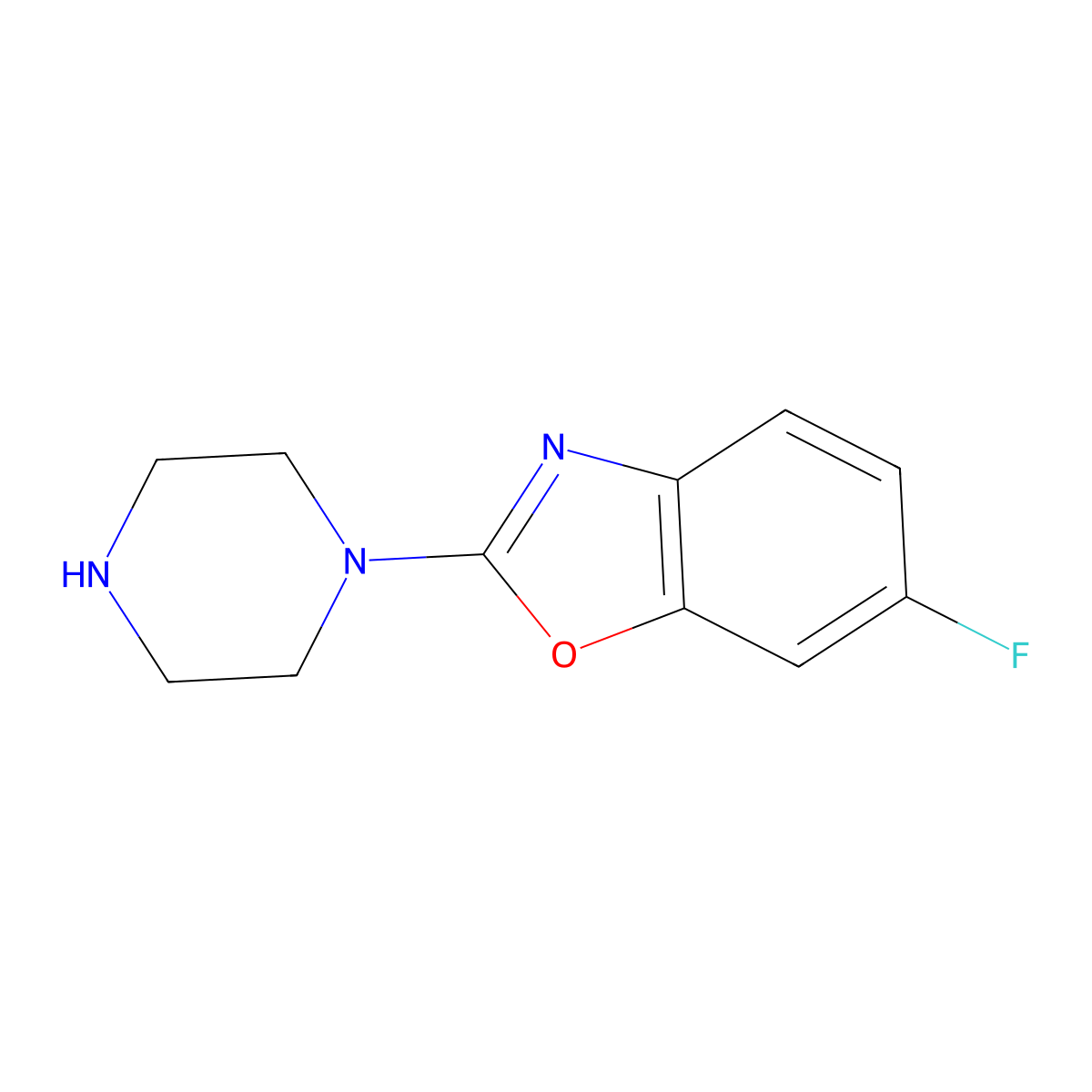 6-Fluoro-2-piperazin-1-yl-benzooxazole molecular structure, CAS 1246609-07-3