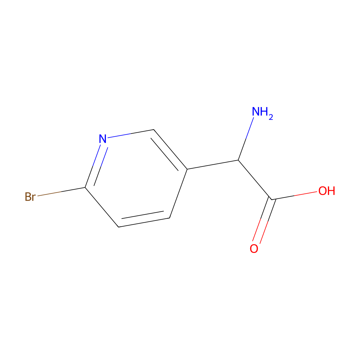 2-Amino-2-(6-bromopyridin-3-YL)acetic acid molecular structure, CAS 1246609-14-2