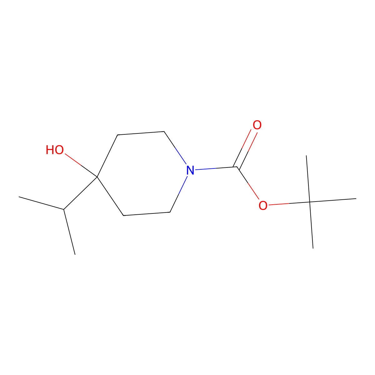 Tert-butyl 4-hydroxy-4-isopropylpiperidine-1-carboxylate molecular structure, CAS 1246632-63-2