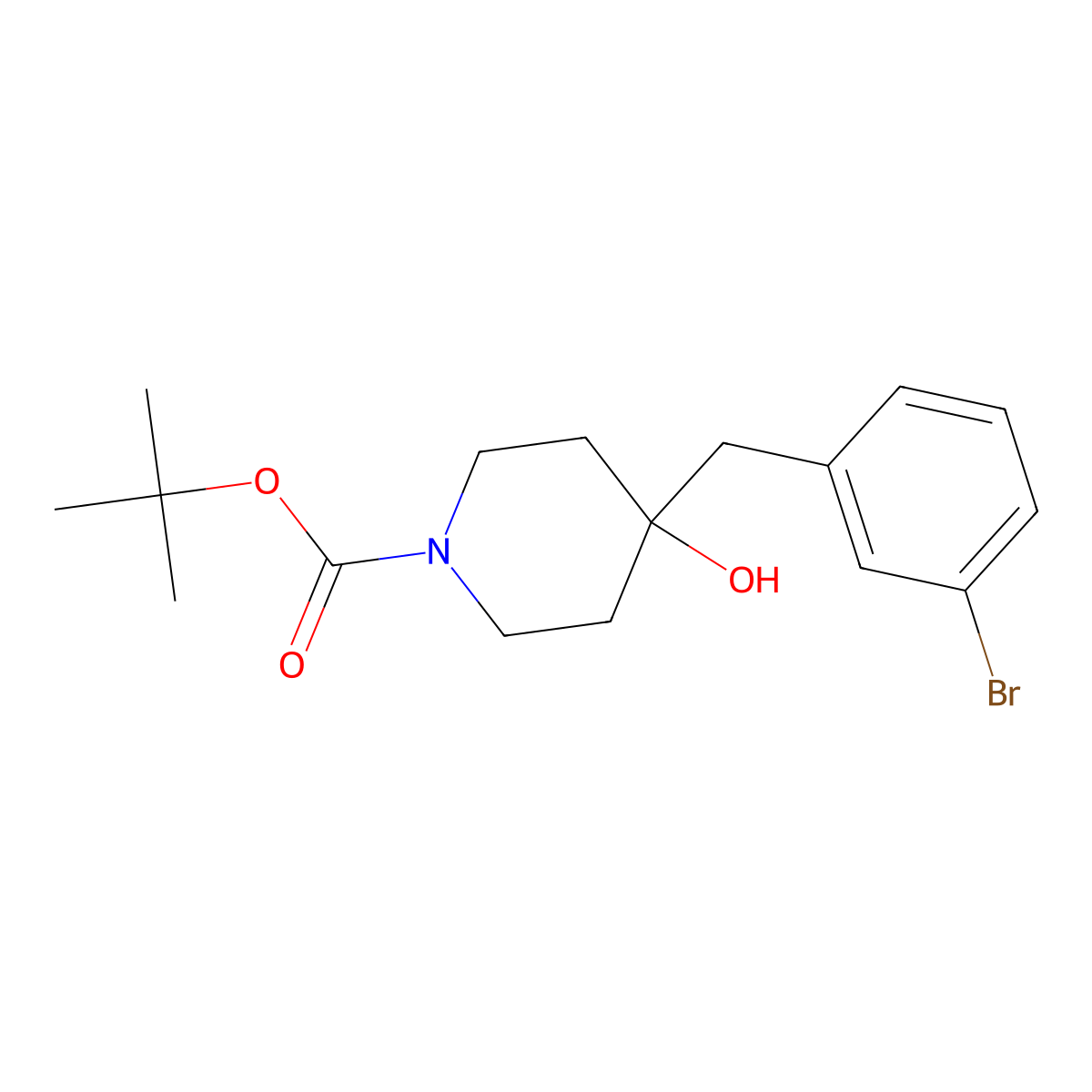 Tert-butyl 4-[(3-bromophenyl)methyl]-4-hydroxypiperidine-1-carboxylate molecular structure, CAS 1246633-28-2