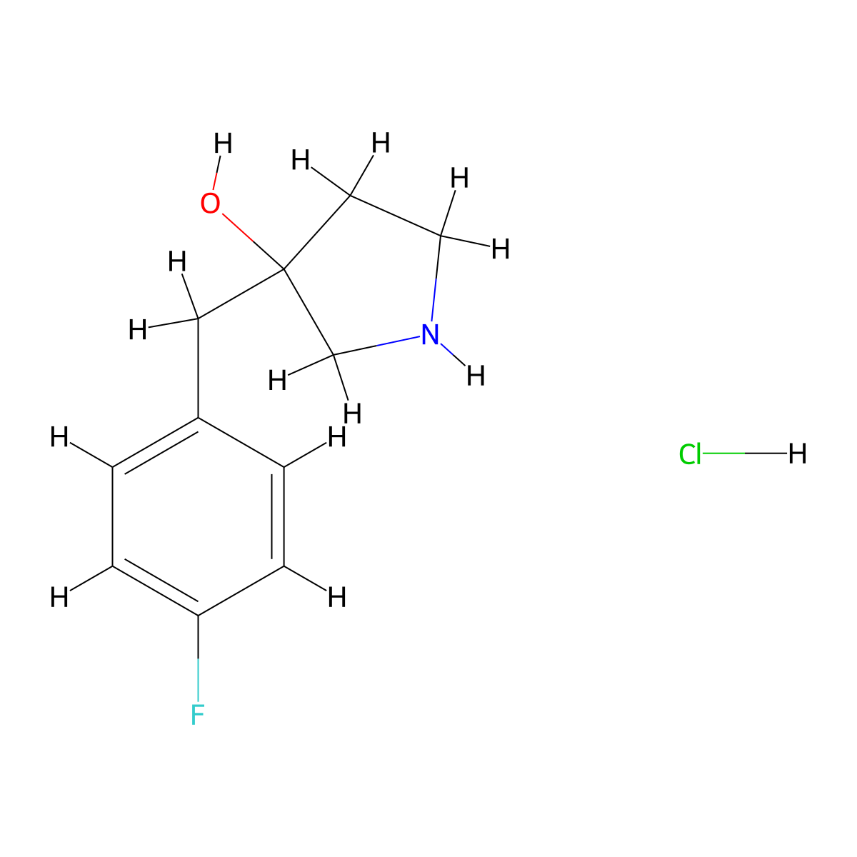3-[(4-Fluorophenyl)methyl]pyrrolidin-3-ol hydrochloride molecular structure, CAS 1246635-86-8