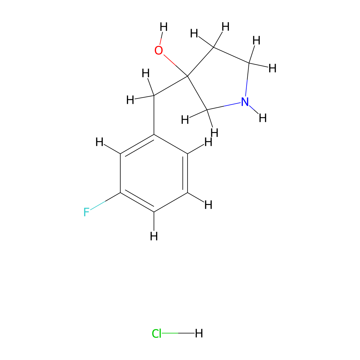 3-[(3-Fluorophenyl)methyl]pyrrolidin-3-ol hydrochloride molecular structure, CAS 1246635-87-9
