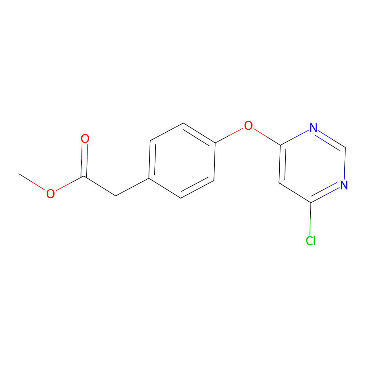 Methyl 2-(4-(6-chloropyrimidin-4-yloxy)phenyl)acetate molecular structure, CAS 1246636-79-2