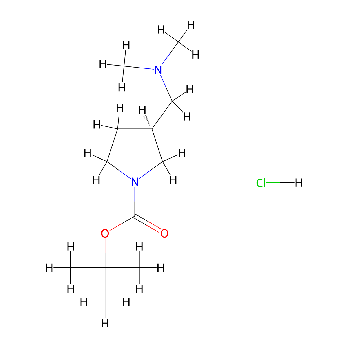 (S)-1-Boc-3-Dimethylaminomethylpyrrolidine hydrochloride molecular structure, CAS 1246643-15-1
